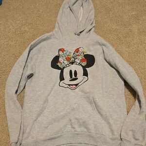 Disney Gray Hoodie with Minnie Mouse Floral Design
